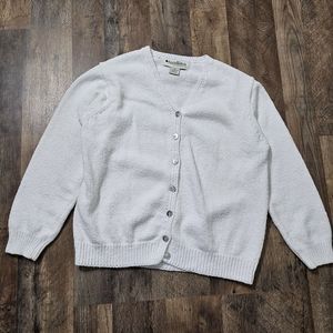Vintage Appleseed's Petite Knit Sweater Cardigan. White. Womens Size PS. White.